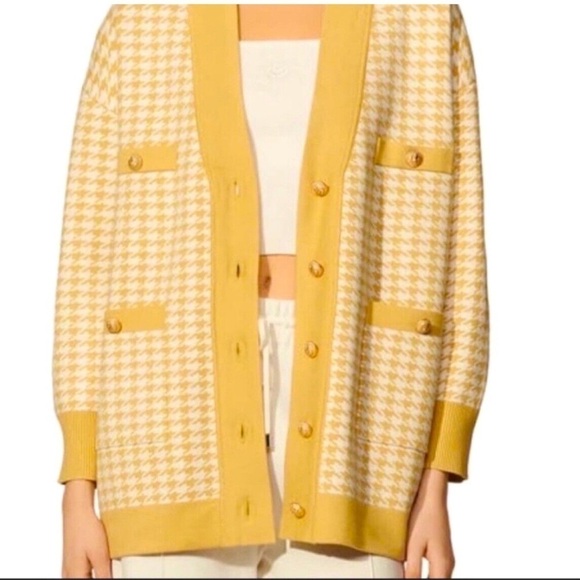 Joie Mustard Checked Cardigan Sweater - Picture 1 of 4